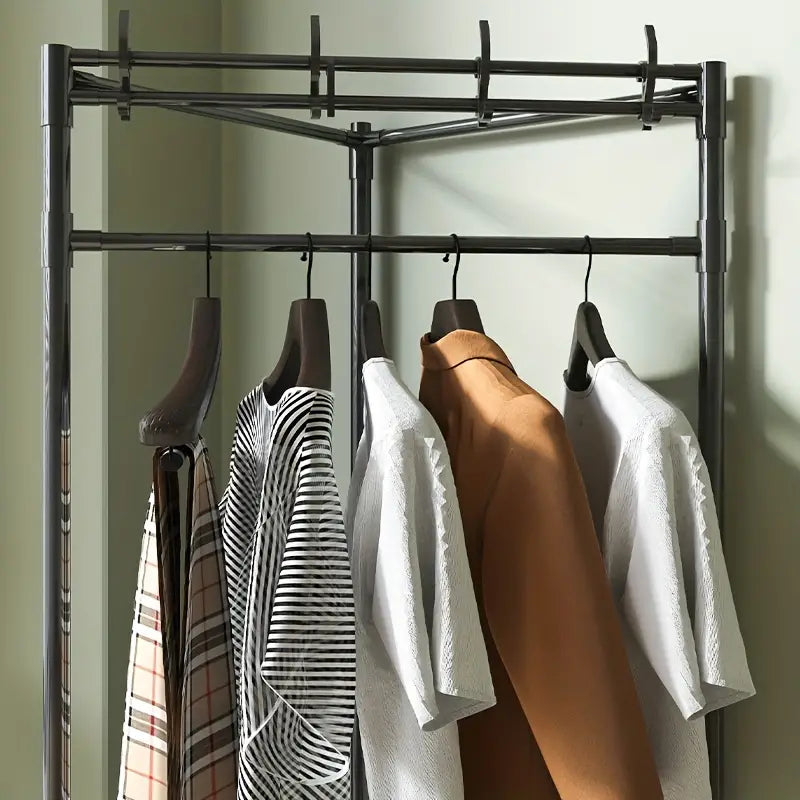 3-Layer Corner Clothes Rack – Space-Saving Organizer