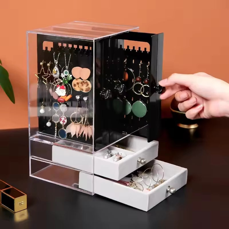 Transparent Jewelry Storage Box with Drawer – Elegant Organizer for Accessories