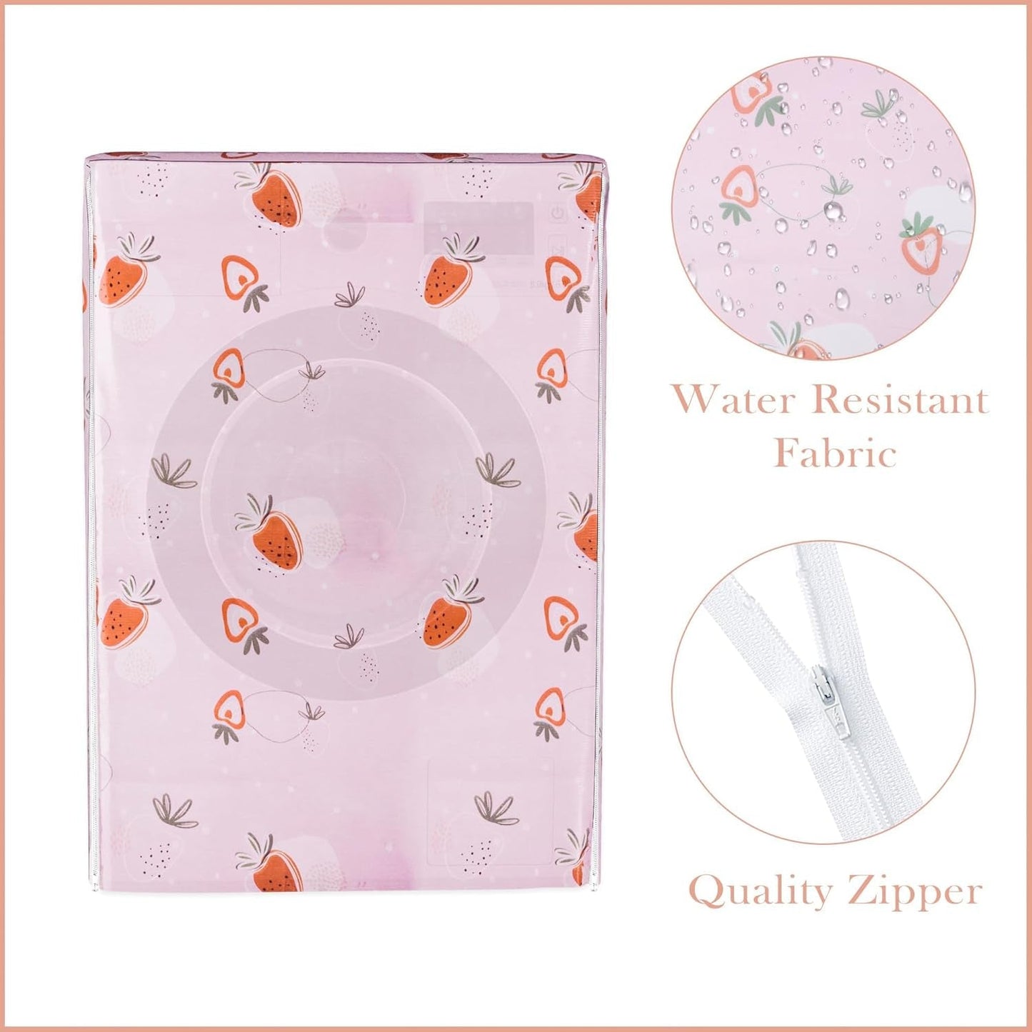 Washing Machine Cover – Strawberry Print Waterproof Protector
