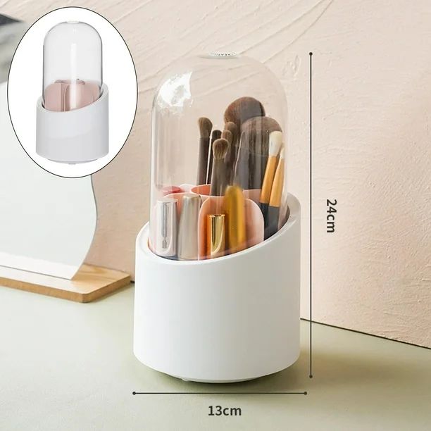 360° Rotating Makeup Brush Holder – Cosmetic Organizer Storage Box