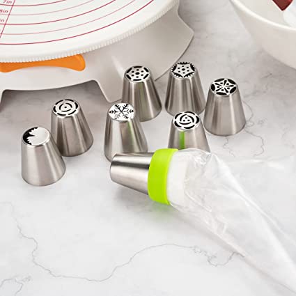 12-Piece Stainless Steel Cake Decorating Set with Nozzles & Reusable Pastry Bag