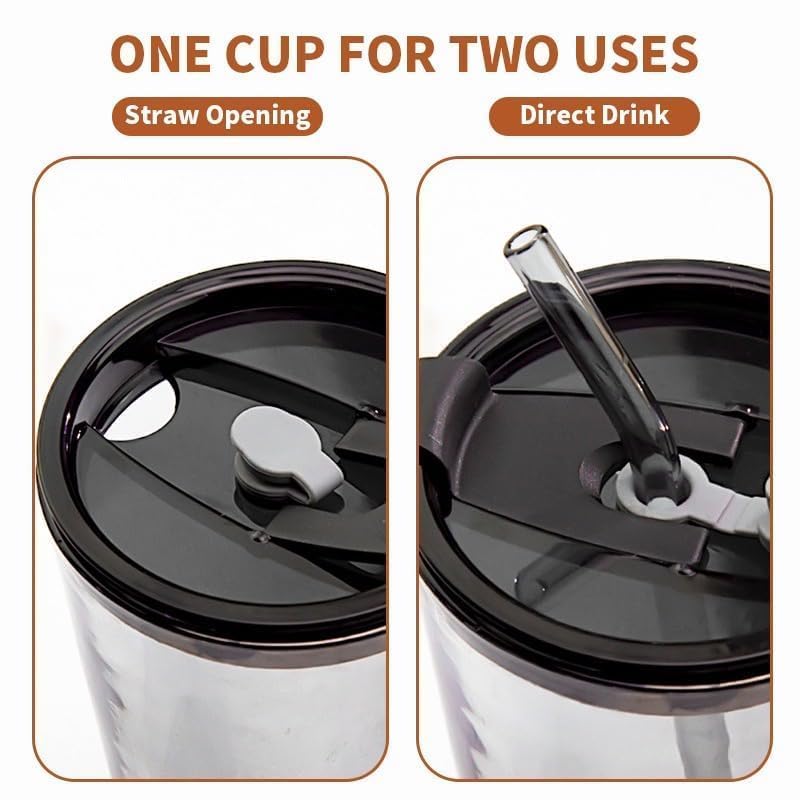 450ml High Quality Coffee Glass Tumbler with Straw – Reusable Drink Cup