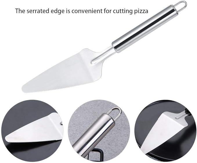 Stainless Steel Pizza and Cake Lifter with Side Cutter – Kitchen Baking Tool