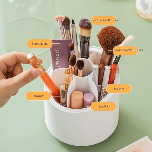 360° Rotating Makeup Brush Holder – Cosmetic Organizer Storage Box