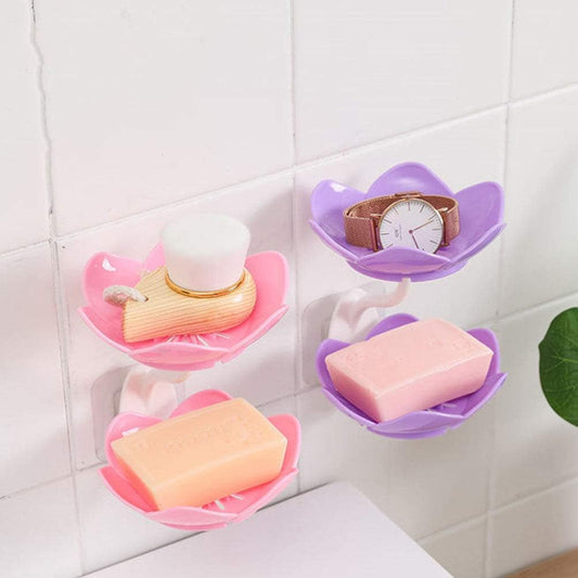2 Layers Plastic Lotus Drain Soap Holder – Durable & Hygienic Soap Dish