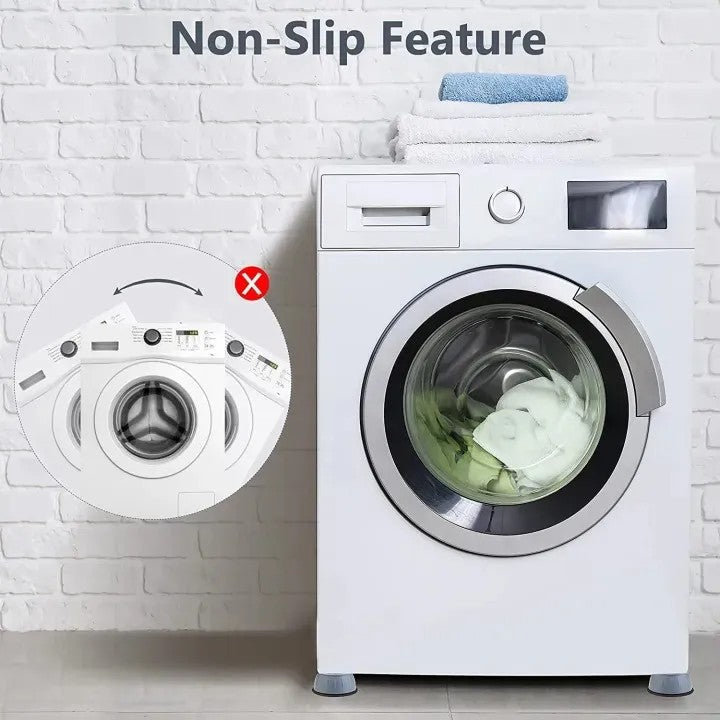 4Pcs Washing Machine Floor Mat – Anti-Vibration & Floor Protectors