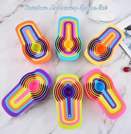 6 Pcs Plastic Measuring Spoon Set – Colorful Kitchen Baking Tools