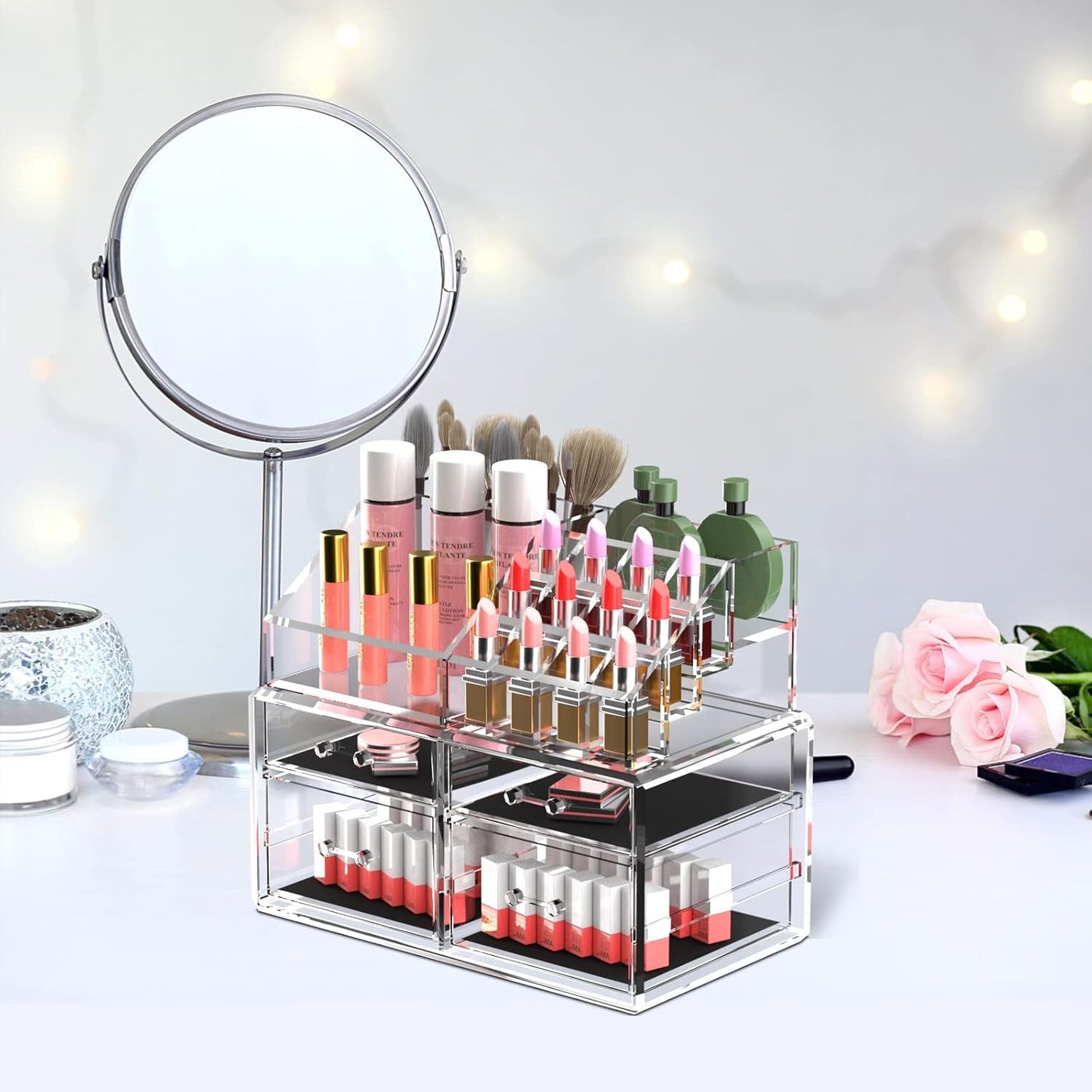 Acrylic 4-Drawer Cosmetic Organizer – Makeup & Skincare Storage Box