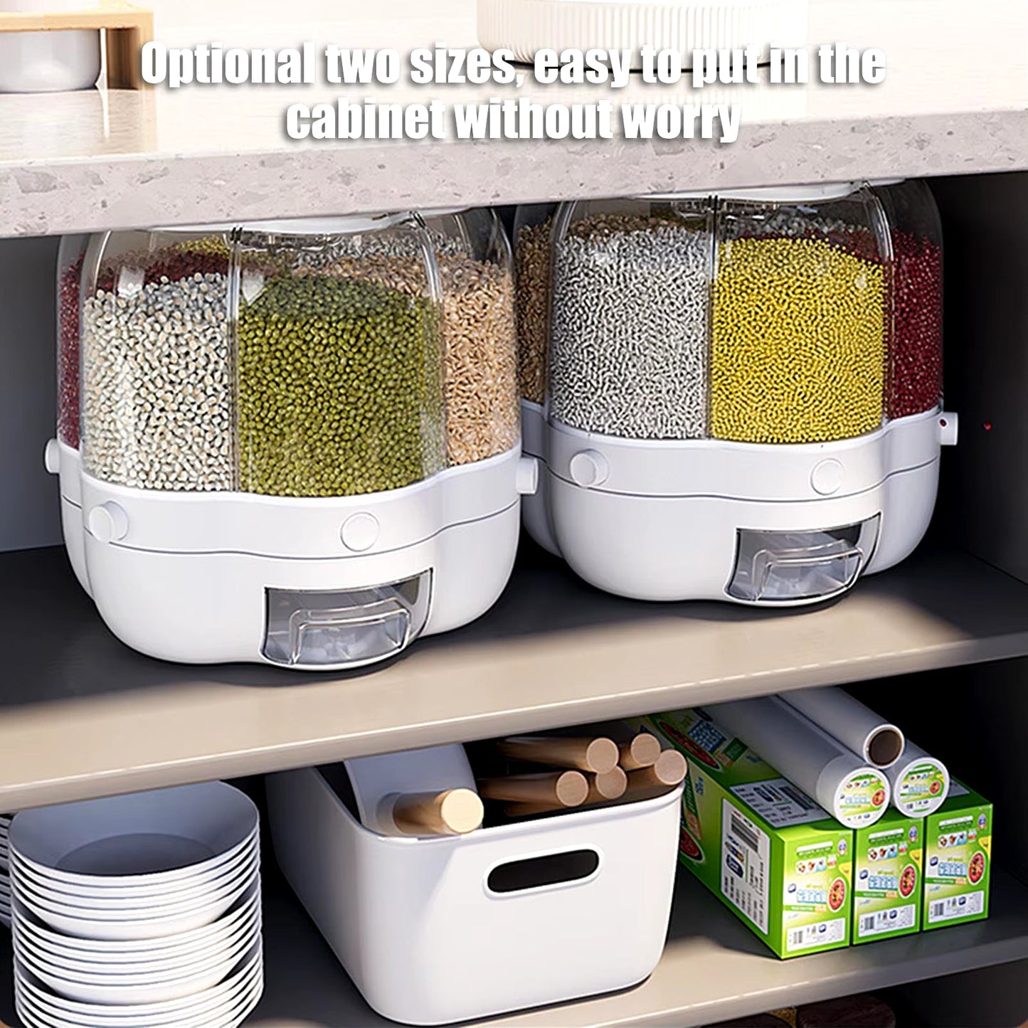 360° Rotating Grain & Cereal Dispenser – Kitchen Storage Organizer
