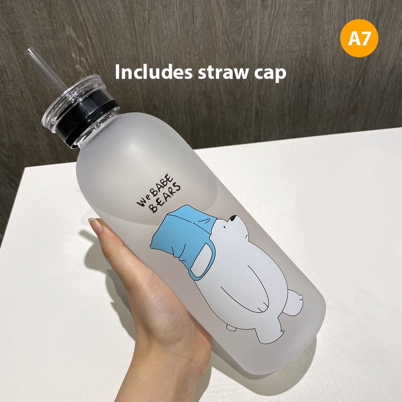 We Bare Bear Frosted Water Bottle 500ml – Cute Portable Bottle