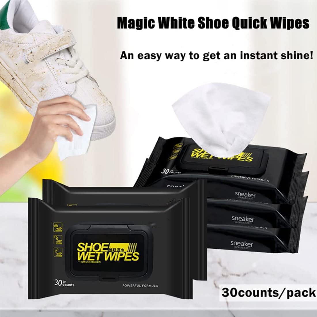 White Shoe Quick Wipes – Instant Sneaker Cleaner for Dirt & Scuff Removal