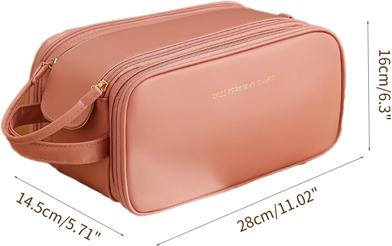 Three-Layer Zipper U-Shaped Cosmetic Bag – Travel Makeup