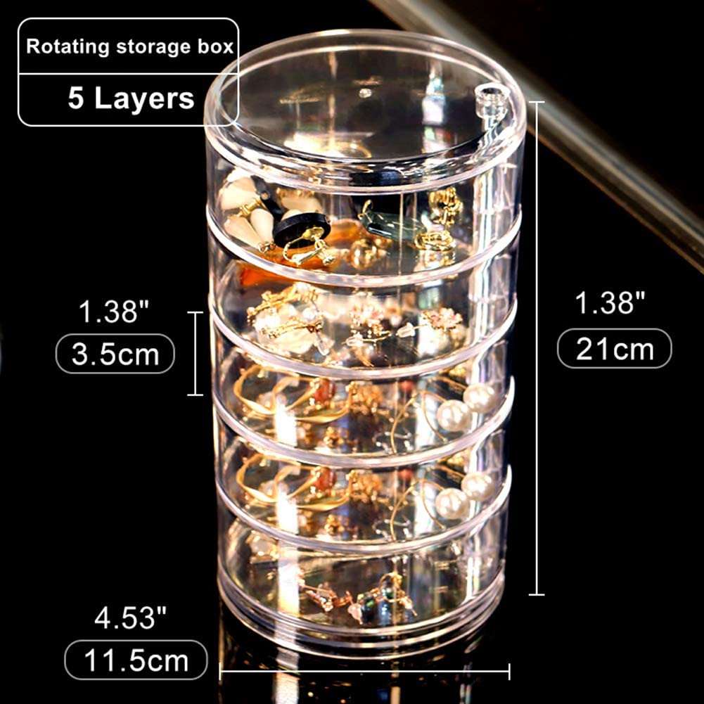 5‑Layer Rotating Jewelry Box | Transparent Acrylic Storage Organizer