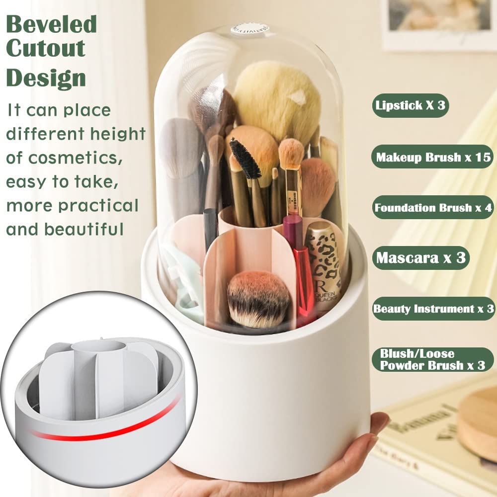 360° Rotating Makeup Brush Holder – Cosmetic Organizer Storage Box