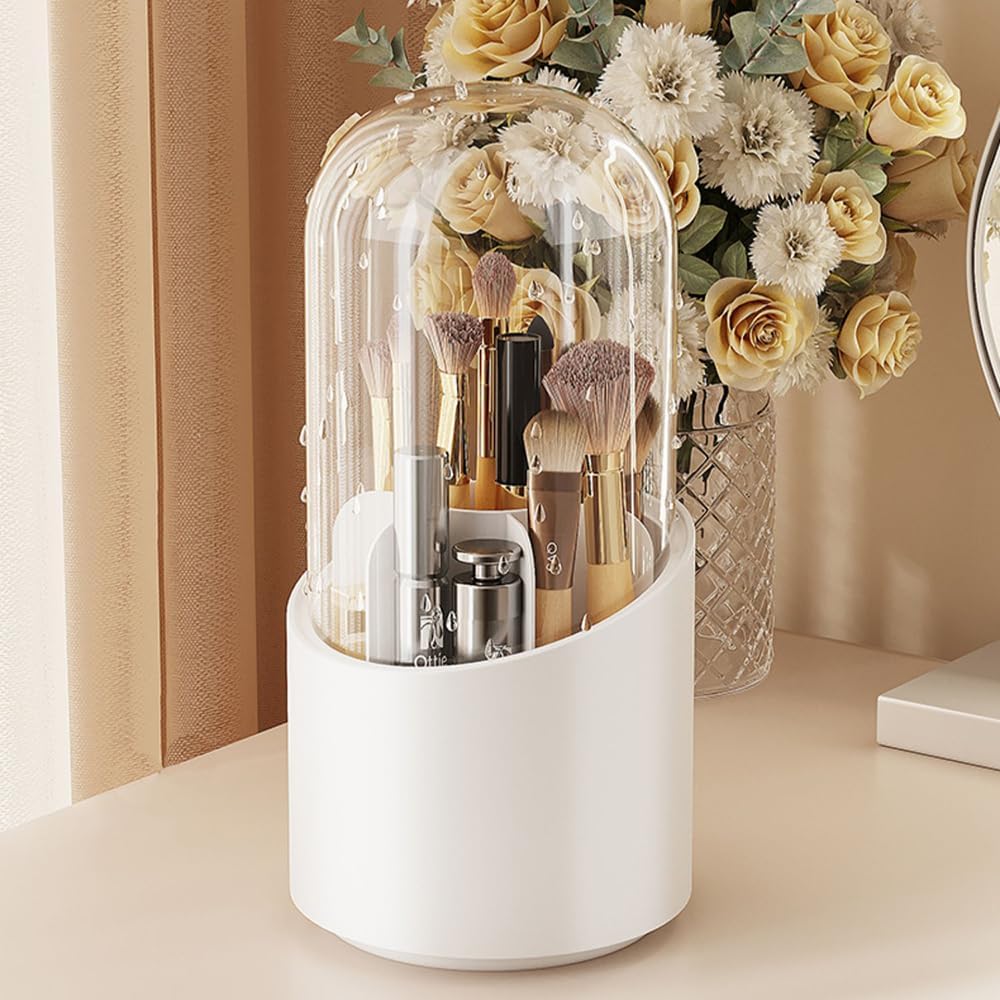 360° Rotating Makeup Brush Holder – Cosmetic Organizer Storage Box