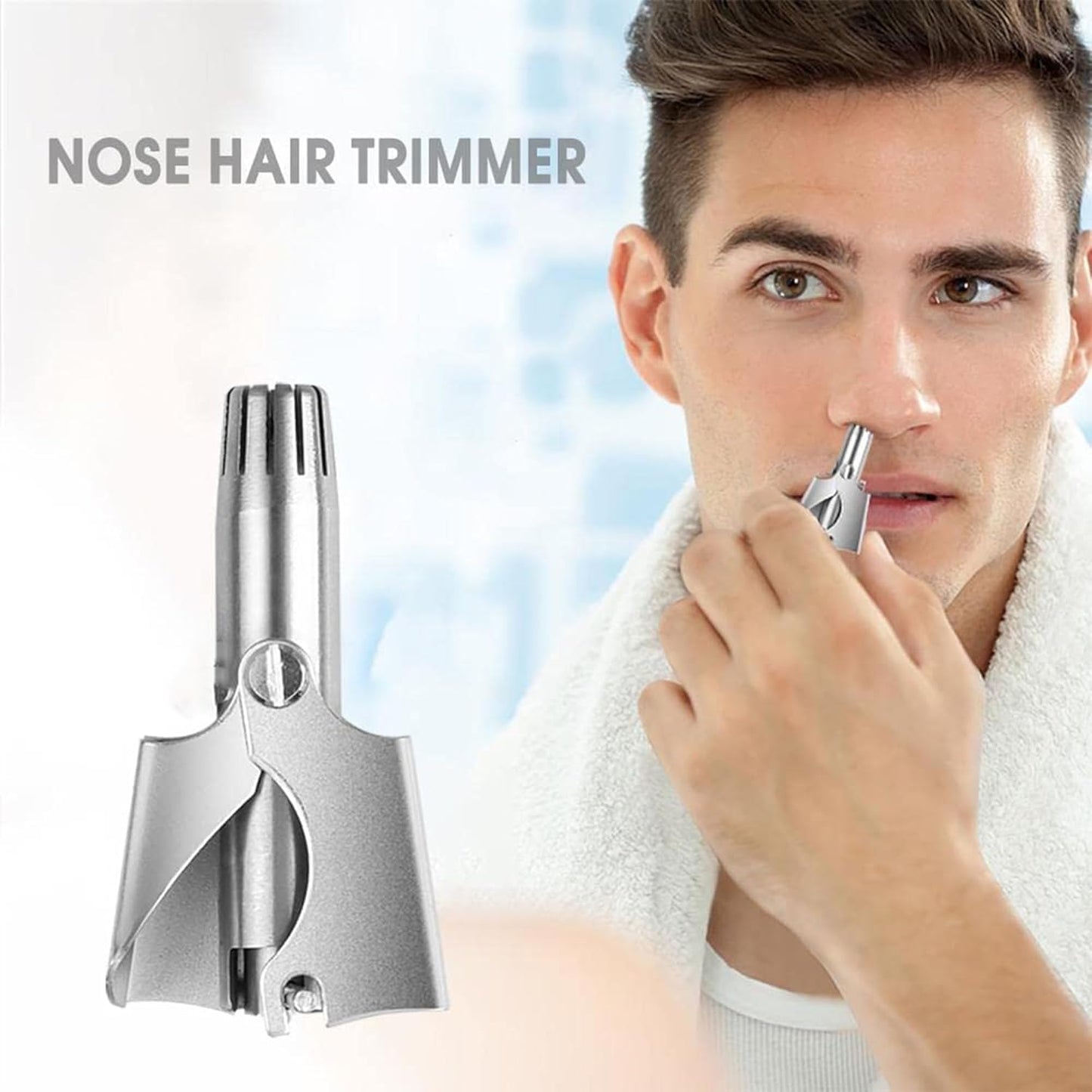 Stainless Steel Manual Nose Hair Trimmer | Safe & Painless Nose Hair Cutter | Manual Rotary Grooming Tool for Men