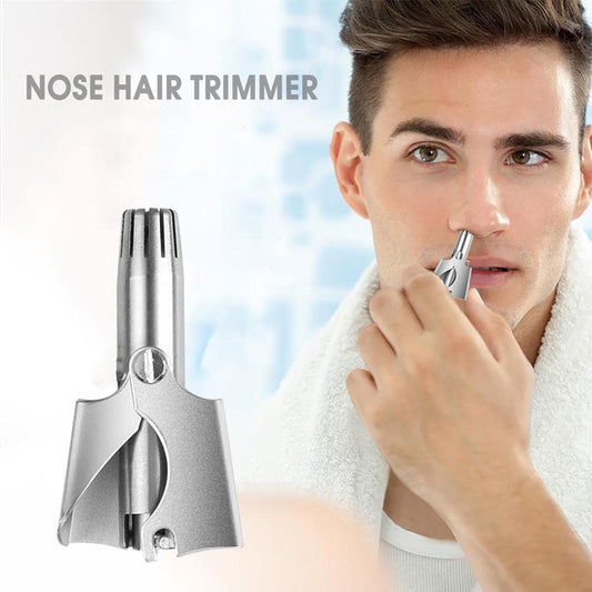 Stainless Steel Manual Nose Hair Trimmer | Safe & Painless Nose Hair Cutter | Manual Rotary Grooming Tool for Men