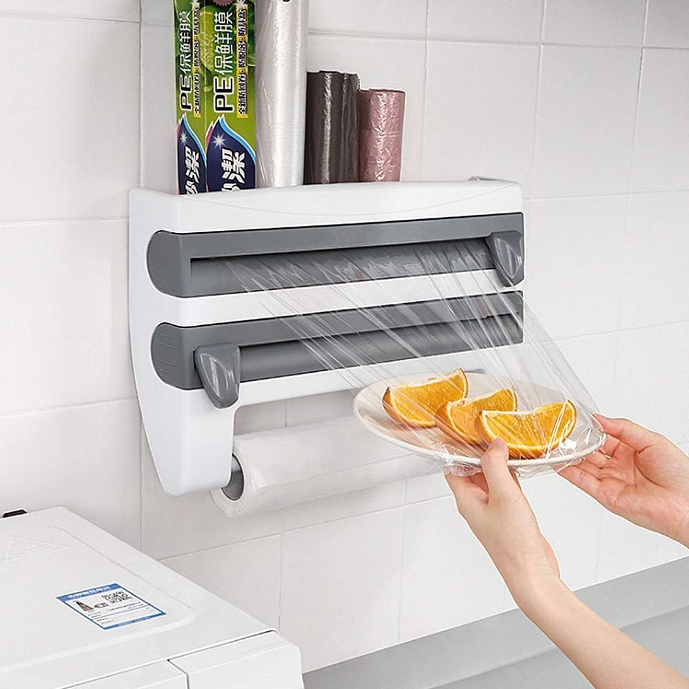 4‑in‑1 Kitchen Paper Dispenser – Wall Mounted Foil, Cling Wrap & Tissue Holder