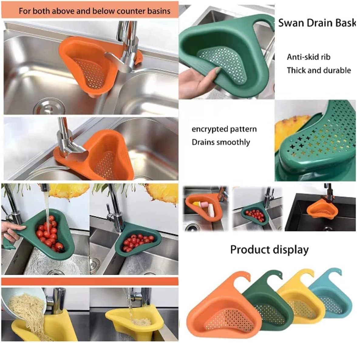 Triangle Sink Strainer Basket – Corner Kitchen Draining & Food Strainer