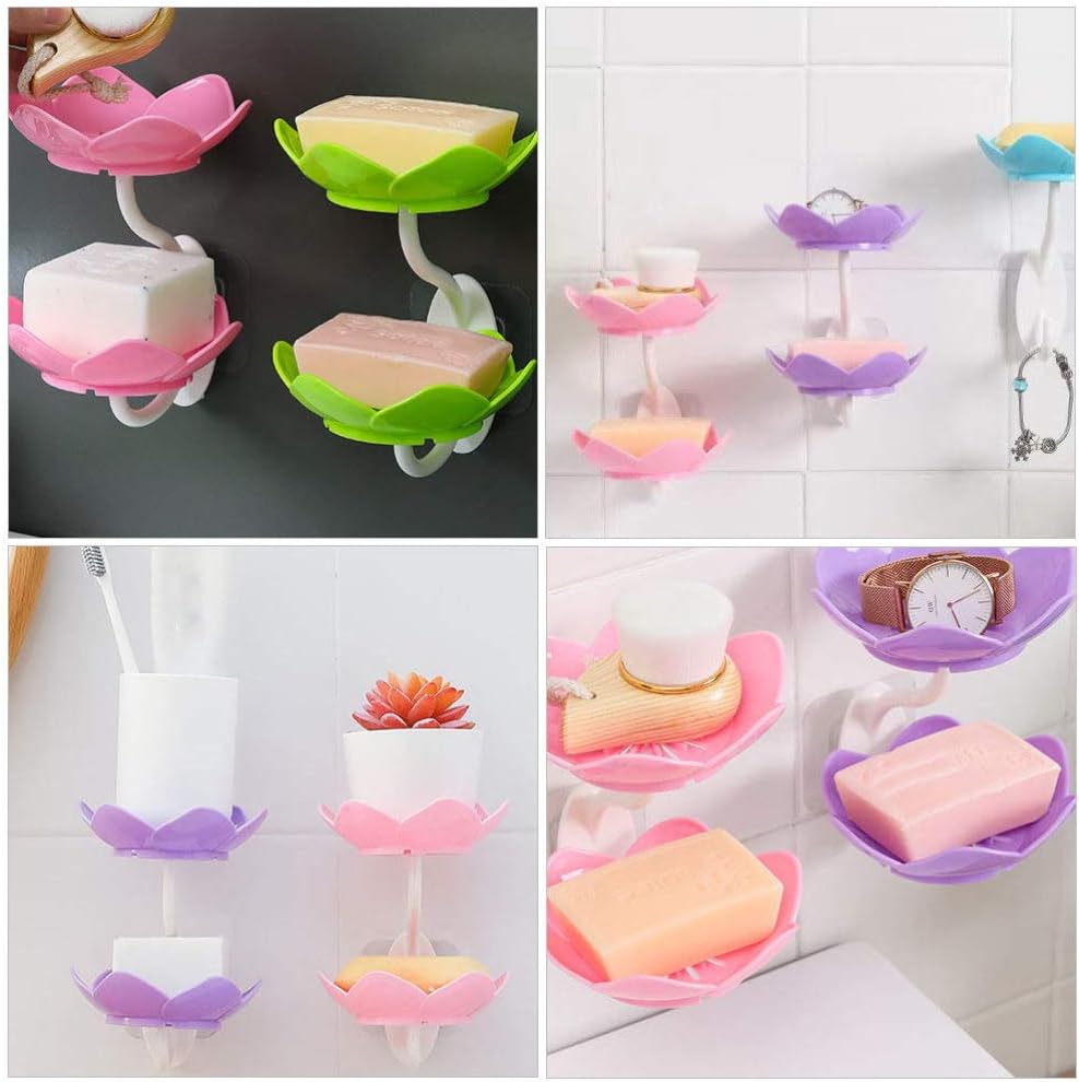 2 Layers Plastic Lotus Drain Soap Holder – Durable & Hygienic Soap Dish