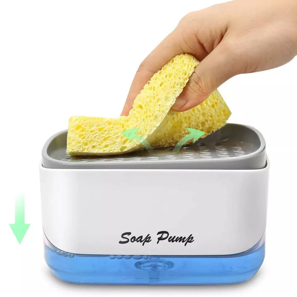 2-in-1 Dish Soap & Sponge Dispenser – Leak-Free Kitchen Soap Pump & Sponge Tray