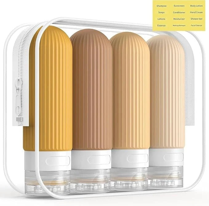 4pcs Silicone Gel Portioning Bottles Set for Body Wash, Skincare Lotion