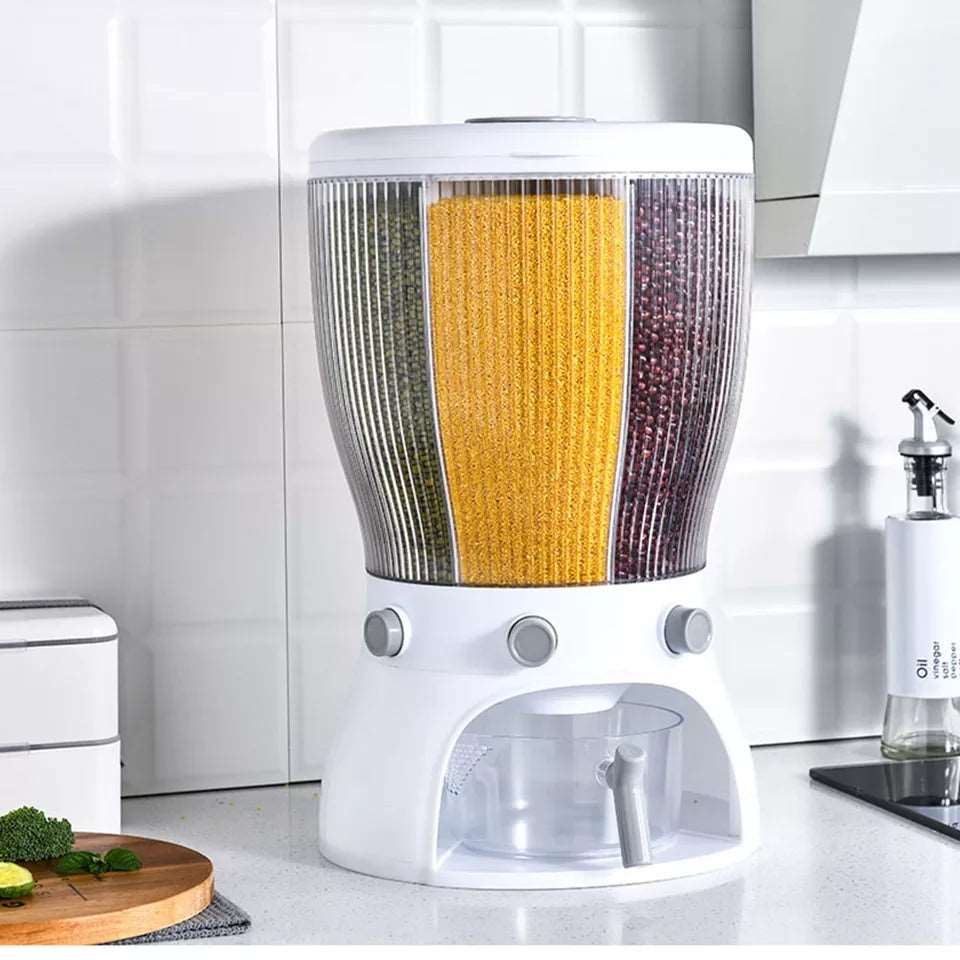 4 Part Rotating Cereal Dispenser | Multi‑Grain Kitchen Storage Organizer