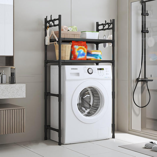 2-Tier Plastic & Carbon Steel Toilet Storage Rack – Bathroom Organizer