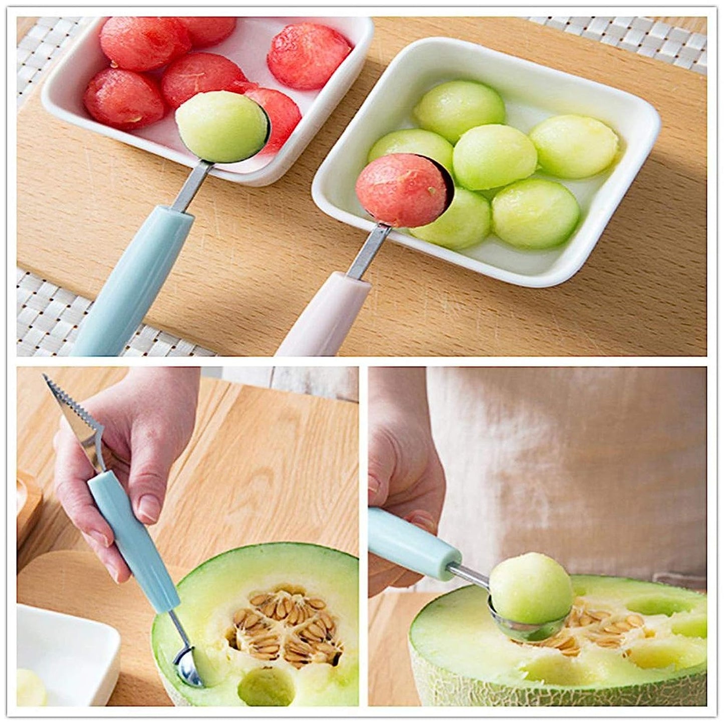 2-in-1 Fruit Carving Knife & Scoop – Stainless Steel Fruit Baller