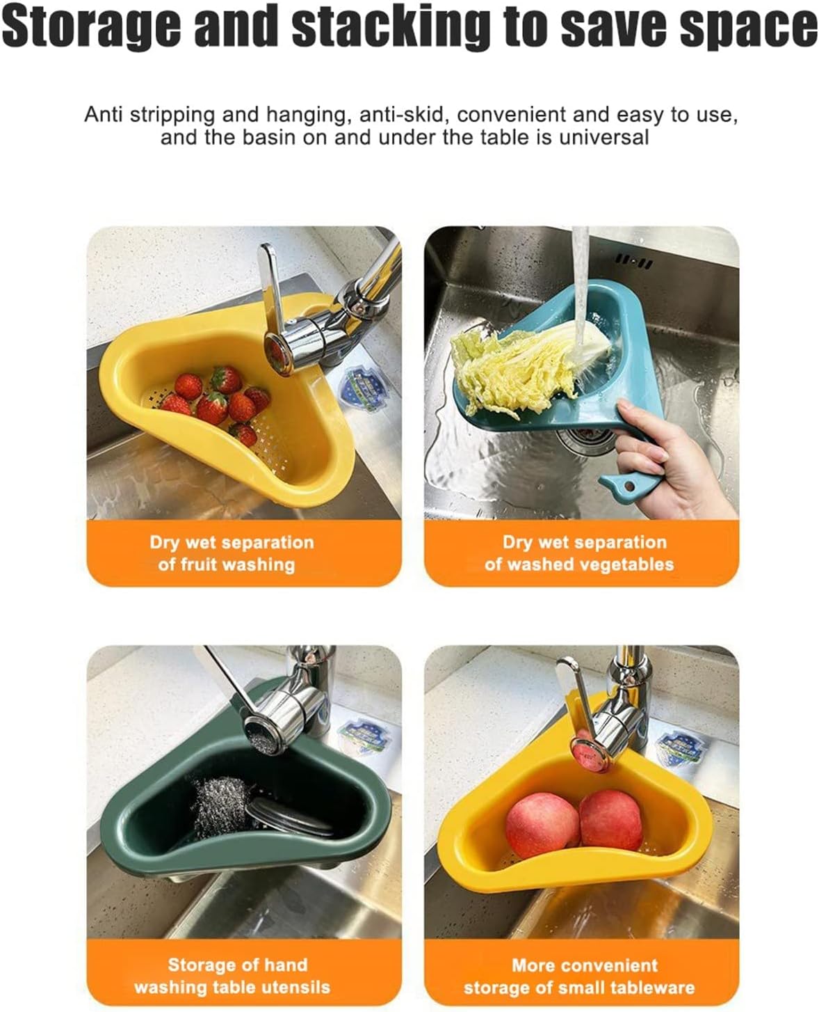 Triangle Sink Strainer Basket – Corner Kitchen Draining & Food Strainer