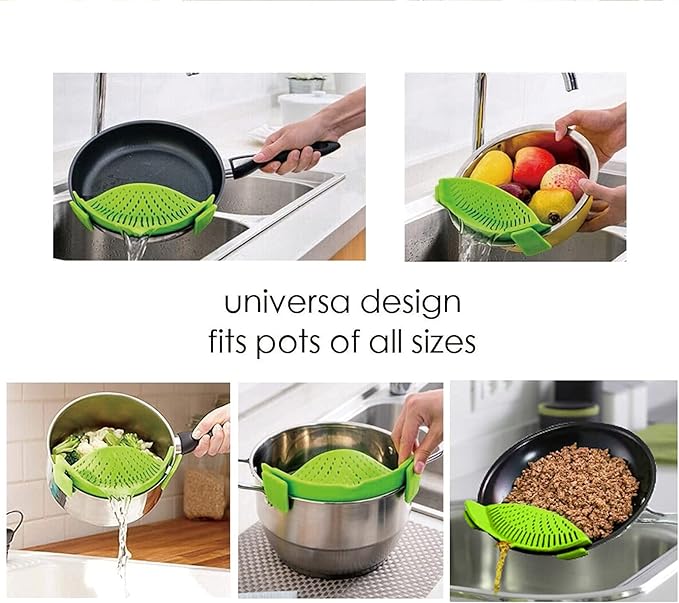2 PCS Silicone Clip‑On Strainer – Universal Fit for Pots, Pans & Bowls