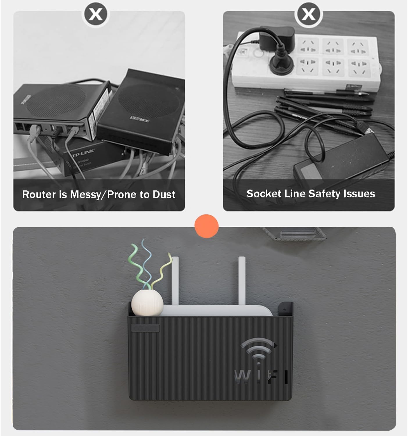 WiFi Router Storage Box – Wall Mounted Cable Organizer Cover