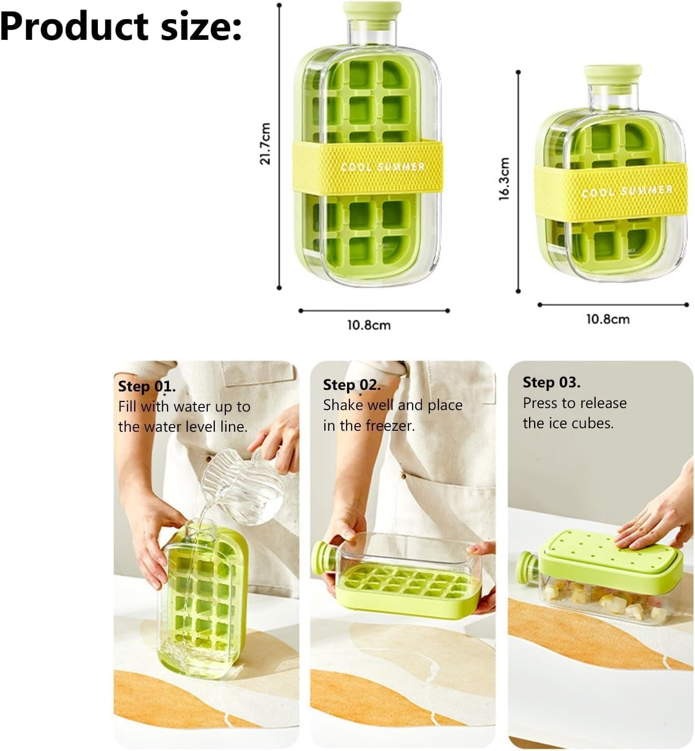 2 in 1 Ice Cube Bottle with Tray – Portable Ice Maker & Water Bottle