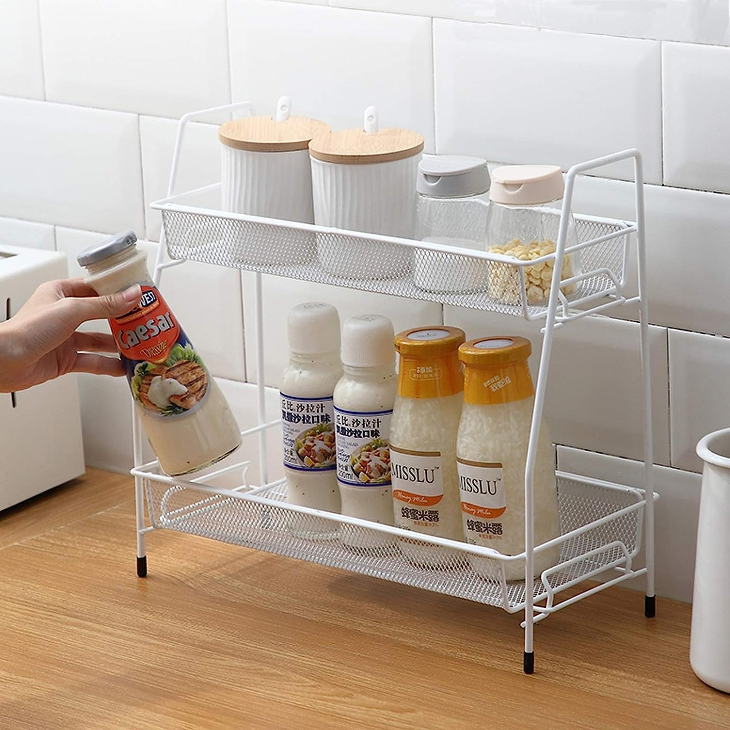 2 Layer Kitchen Stand – Foldable Countertop Spice & Storage Rack