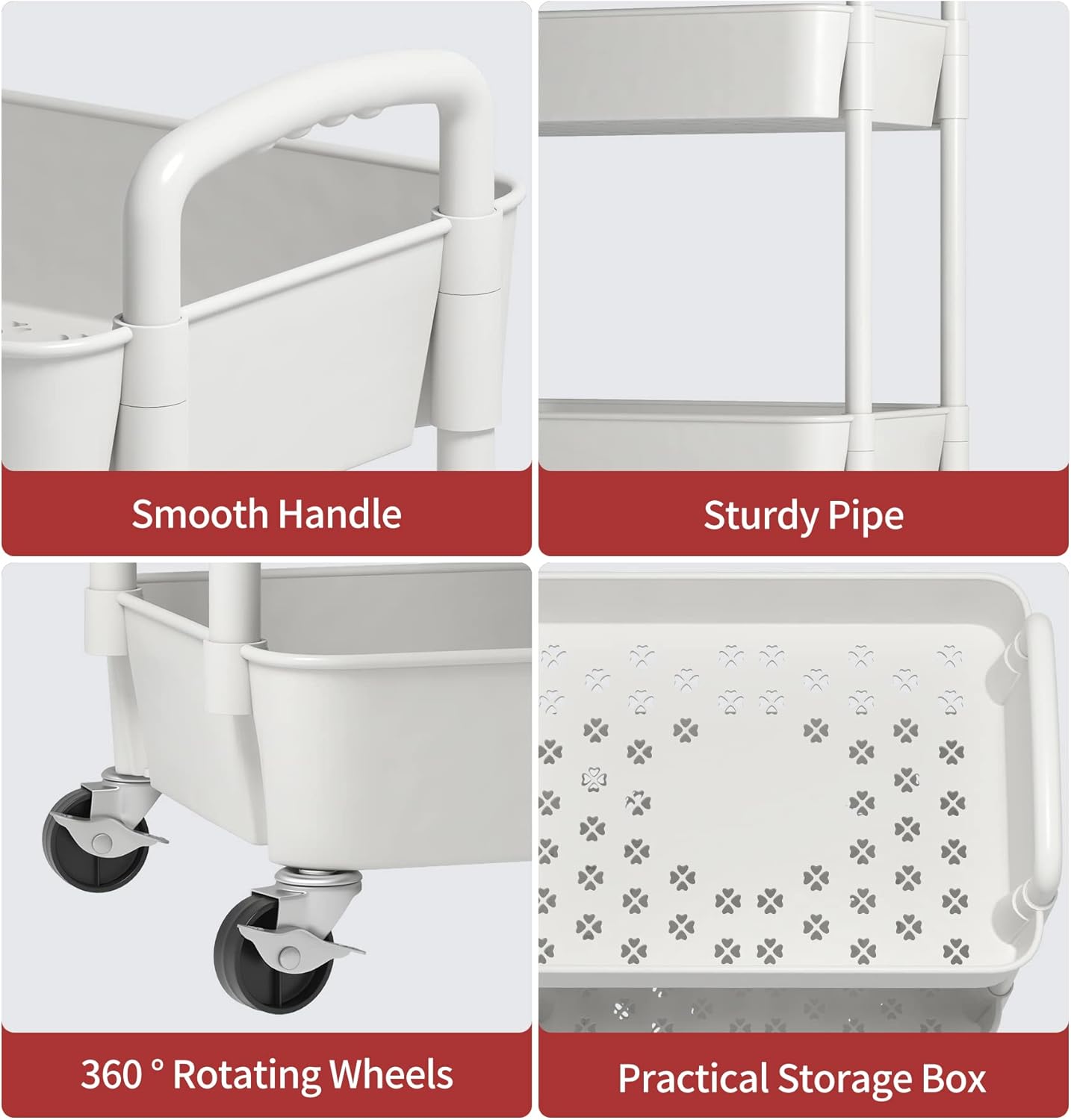 3-Tier Metal Rolling Storage Cart – Multipurpose Utility Organizer with Wheels