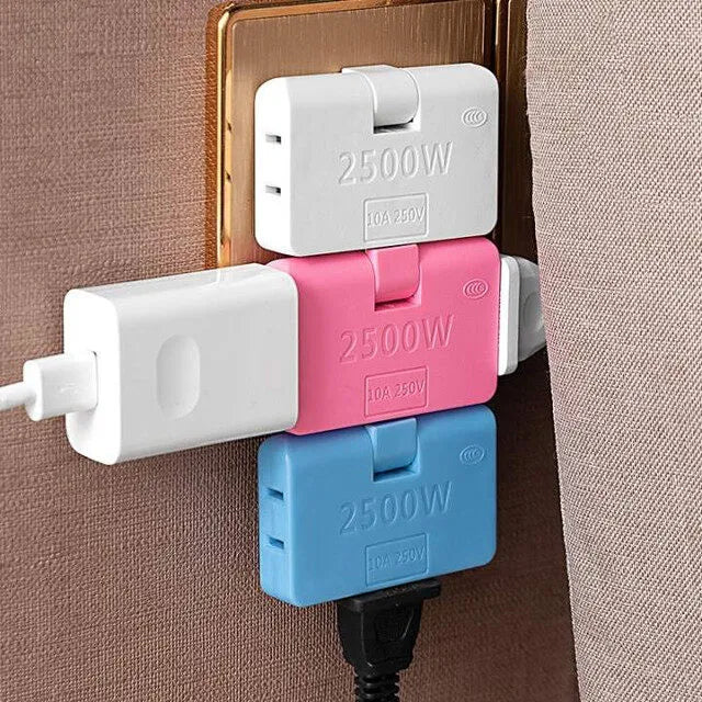 3-in-1 Rotatable Plug Adapter – 2500W Wall Socket Extender