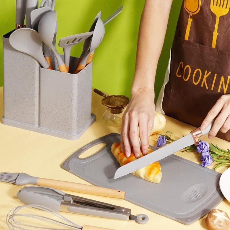 19 Pcs Kitchen Utensils With Knife Set