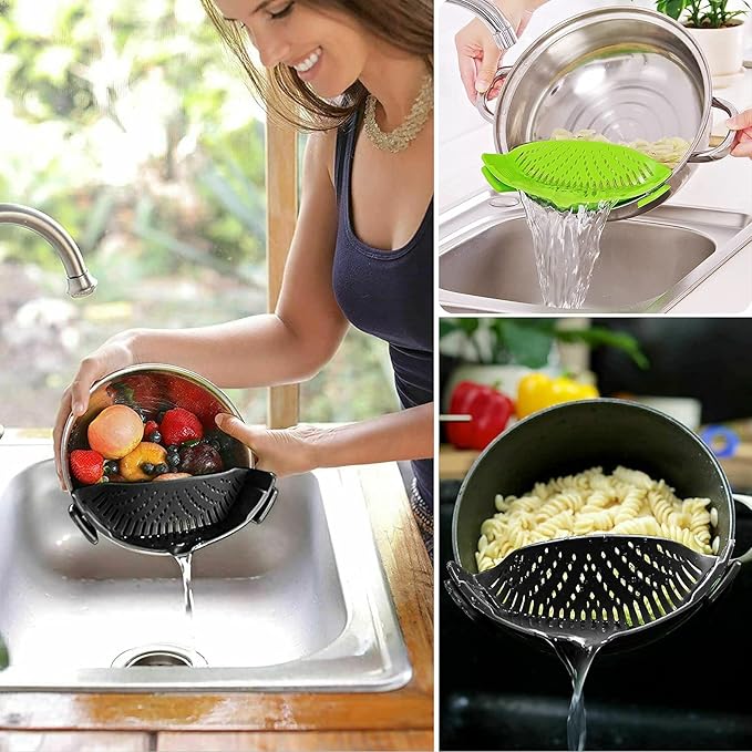 2 PCS Silicone Clip‑On Strainer – Universal Fit for Pots, Pans & Bowls