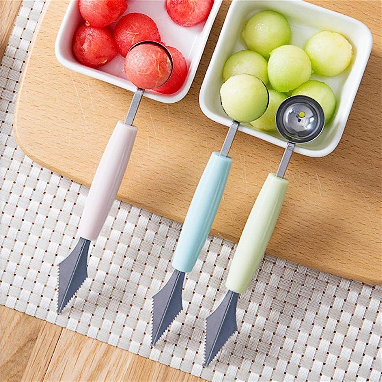 2-in-1 Fruit Carving Knife & Scoop – Stainless Steel Fruit Baller