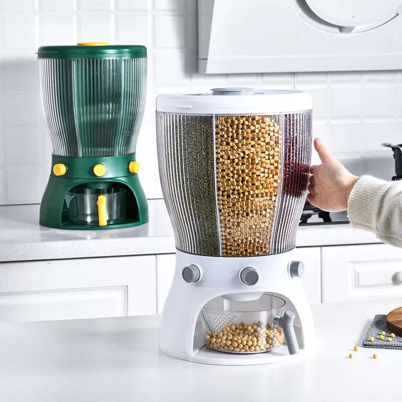 4 Part Rotating Cereal Dispenser | Multi‑Grain Kitchen Storage Organizer