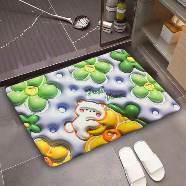 3D Flower Floor Mat – Quick Dry Diatomaceous Earth Bathroom Mat