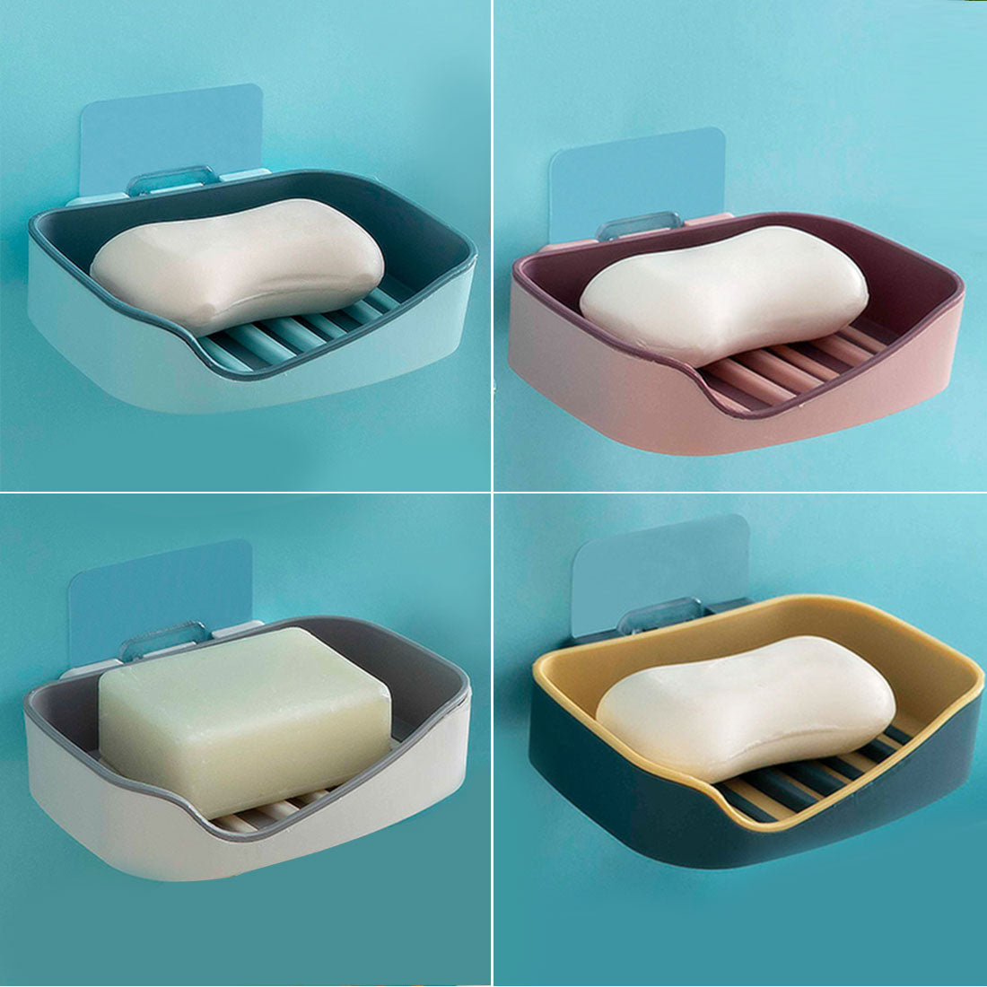 Wall Mounted Double Layer Soap Holder (Pack of 2) | Self-Adhesive Drain Soap Dish