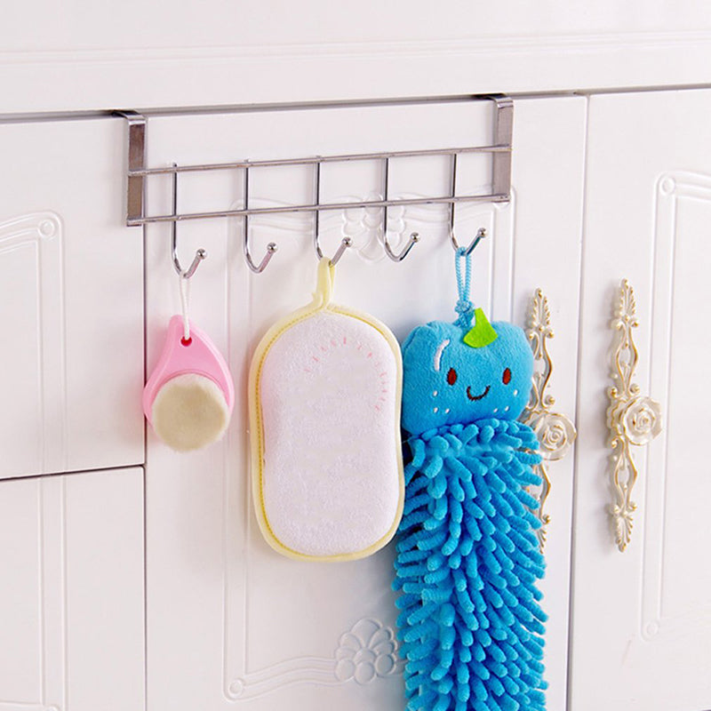 Steel Cabinet Hanger – Over the Door 5 Hook Organizer Rack