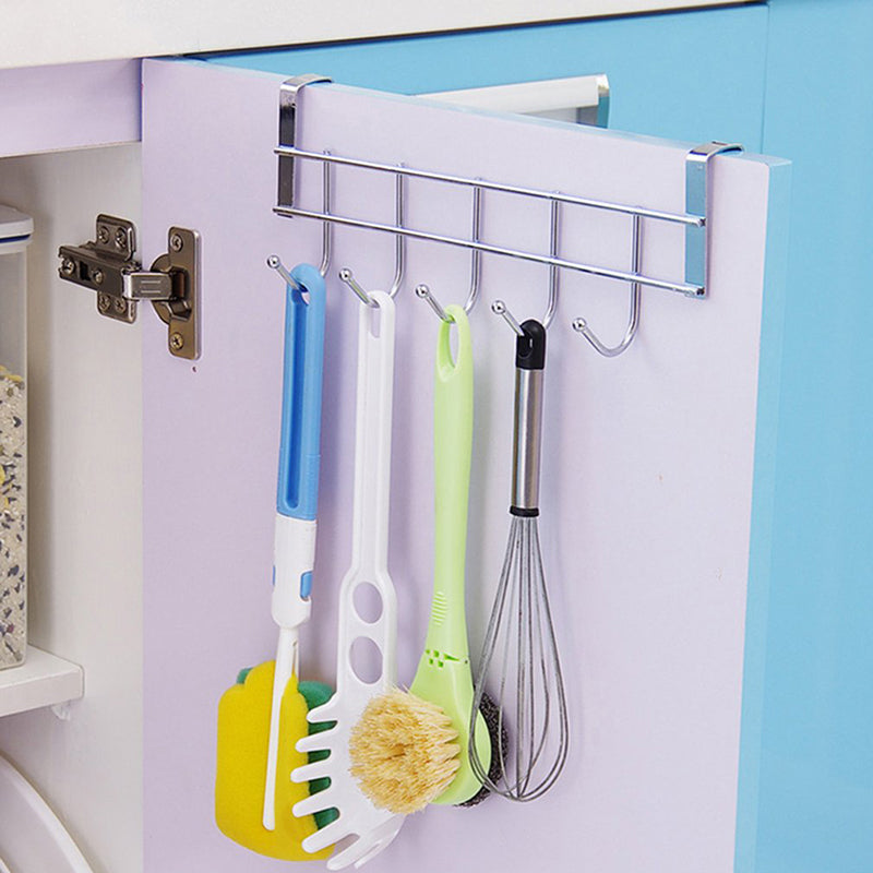 Steel Cabinet Hanger – Over the Door 5 Hook Organizer Rack