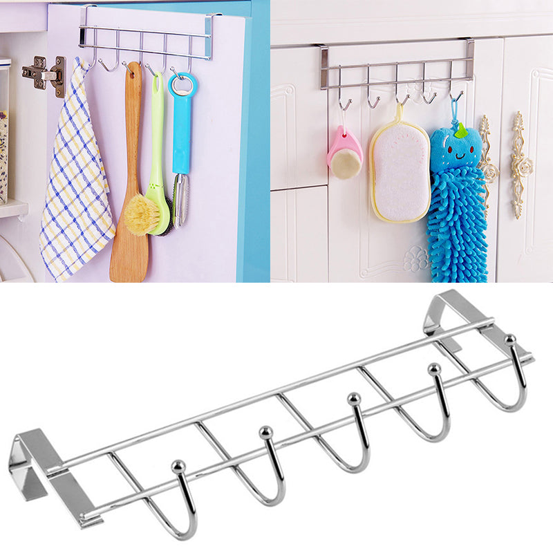 Steel Cabinet Hanger – Over the Door 5 Hook Organizer Rack