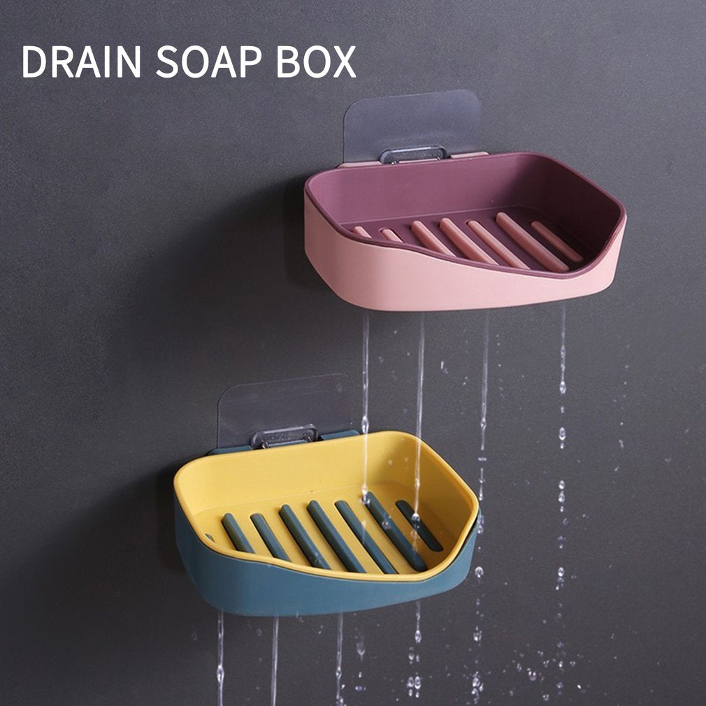 Wall Mounted Double Layer Soap Holder (Pack of 2) | Self-Adhesive Drain Soap Dish