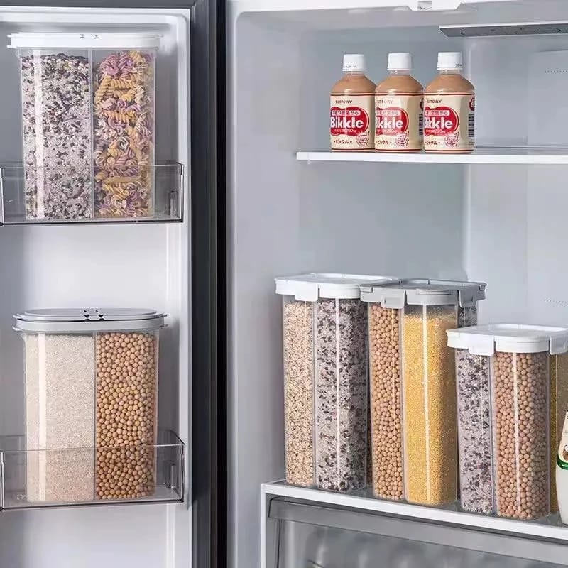 4 Partition Sealed Airtight Jar | Multi‑Compartment Grain Storage Container