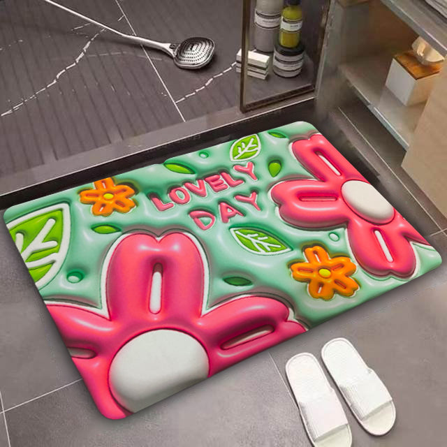 3D Flower Floor Mat – Quick Dry Diatomaceous Earth Bathroom Mat