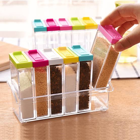 6-in-1 Kitchen Spice Jar Set – Compact Masala Box & Storage Organizer