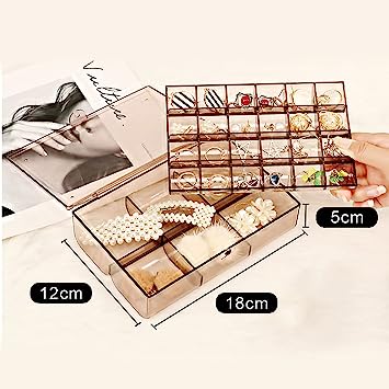 24-Grid Transparent Acrylic Jewelry Box Organizer – Storage